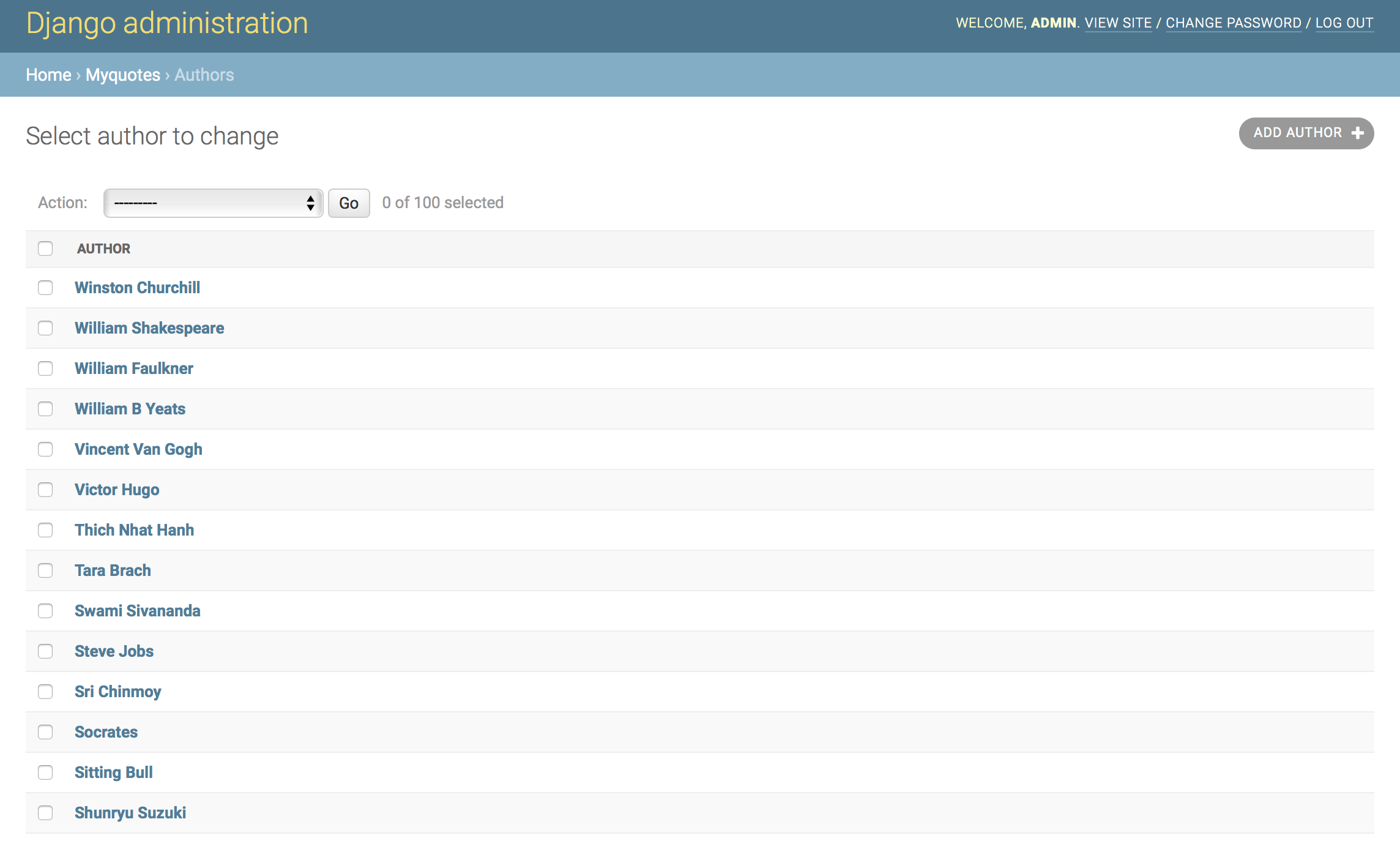 Admin Authors List